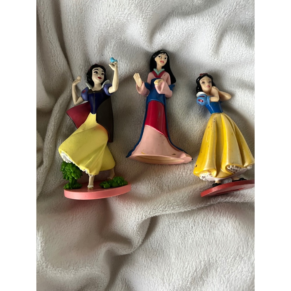 Disney Princess Figurine Lot Snow White Mulan PVC Plastic Figures 3 Piece Set